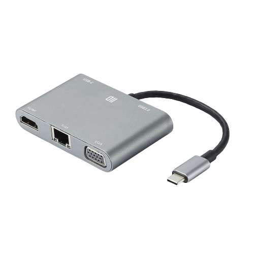 Hub USB-C universel pour Macbook et PC - 5 ports : USB 3.0 + USB-C - Argent